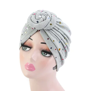 

Sequined Flower Hair Cap Turban Women Twist Knotted India Hat Headbands Girls Head Wear Night Sleeping Hair Styling Tools