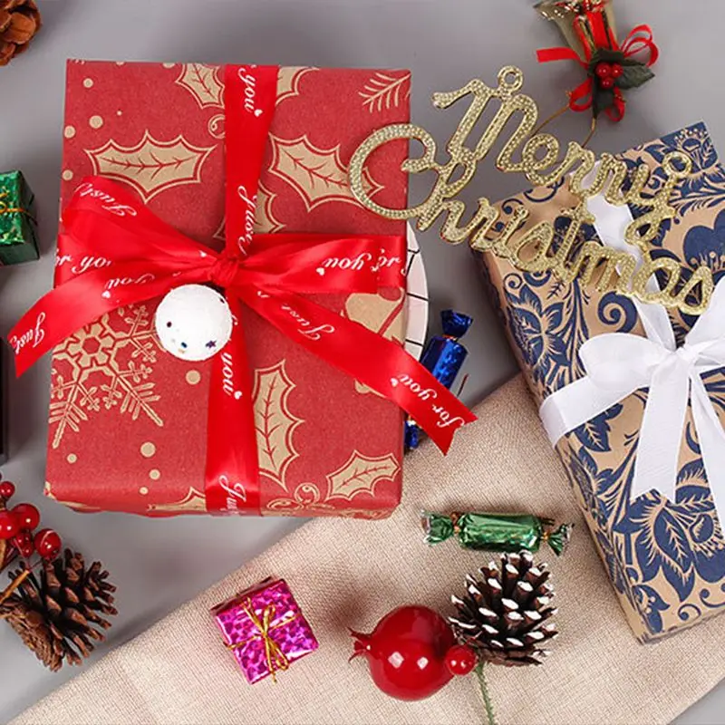 5 шт Рождественская оберточная бумага в рулоне крафт подарочная оберточная бумага Подарочный пакет из крафт-бумаги M68E