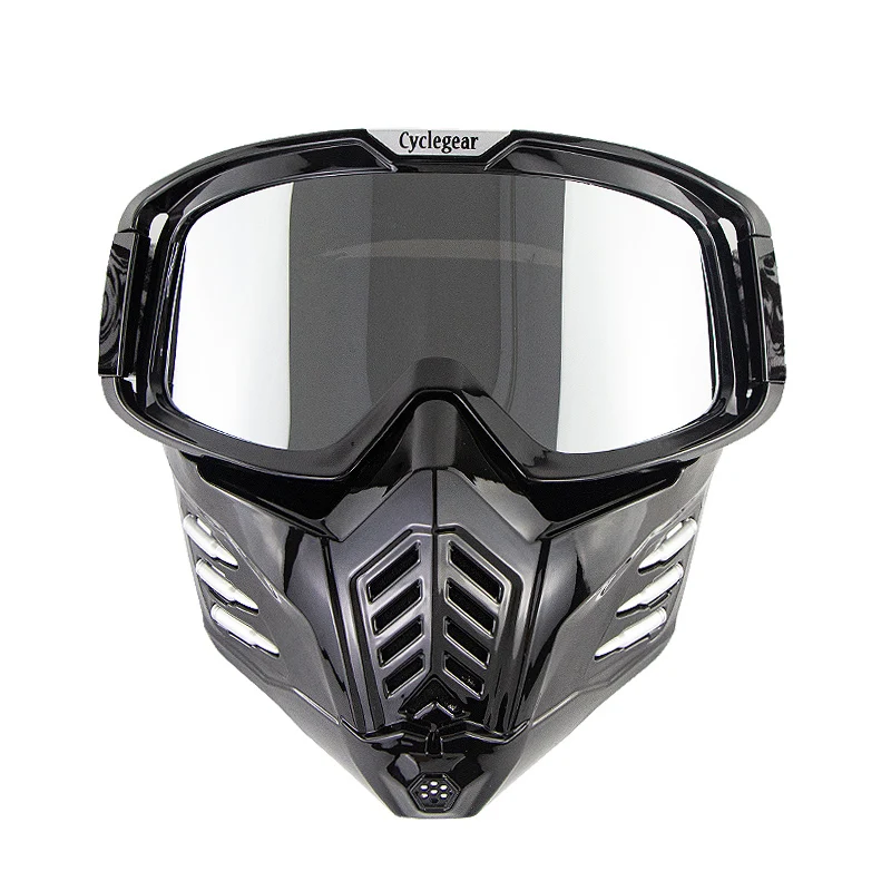 Мотоциклетные очки CYCLEGEAR CG18 анти-Ветрозащитная маска Gafas фитинг открытый шлем для мотоциклиста Спортивная маска очки Moto Glaseese - Цвет: Black Silver