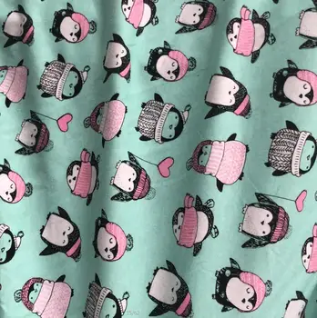 

100x150cm penguin Carton knit Fabric 95% Cotton for Home Textile Baby quilts Cushions Diy Sewing Patchwork stretch cloth