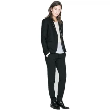 

Women's casual solid color suit two-piece suit (jacket + pants) ladies business formal wear support custom