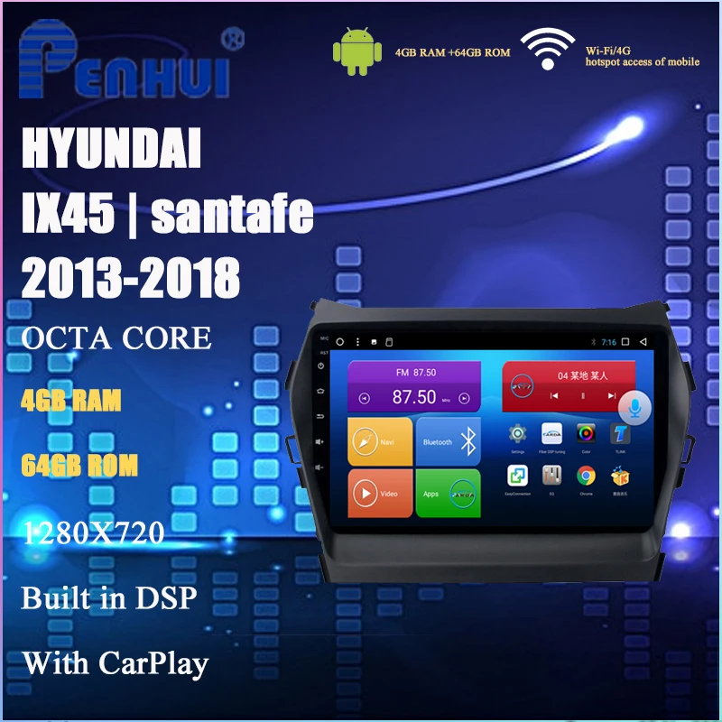 

Android Car DVD For Hyundai iX45 Santafe ( 2013-2018)Car Radio Multimedia Video Player Navigation GPS 2din