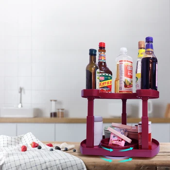 

New Non-Slip Rotating Storage Tray for Spice Jar Food Snack Tray Bathroom Tray Plastic Desktop Organizer for Kitchen Bathroom