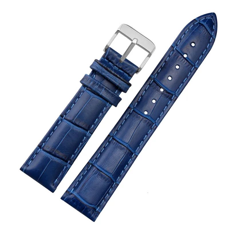 Blue Genuine Leather Watchband Strap