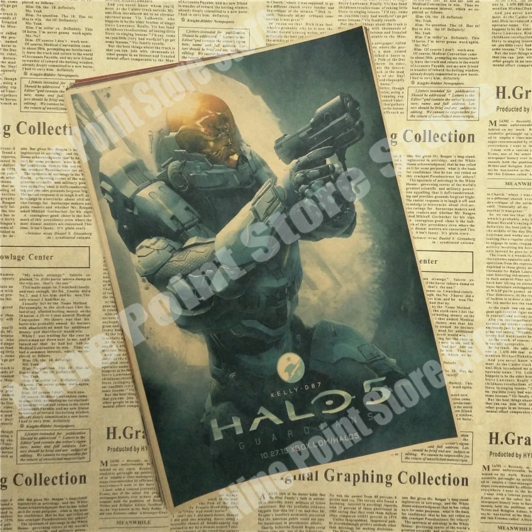 Halo Классический игровой плакат на крафт-бумаге Бар Кафе гостиная столовая