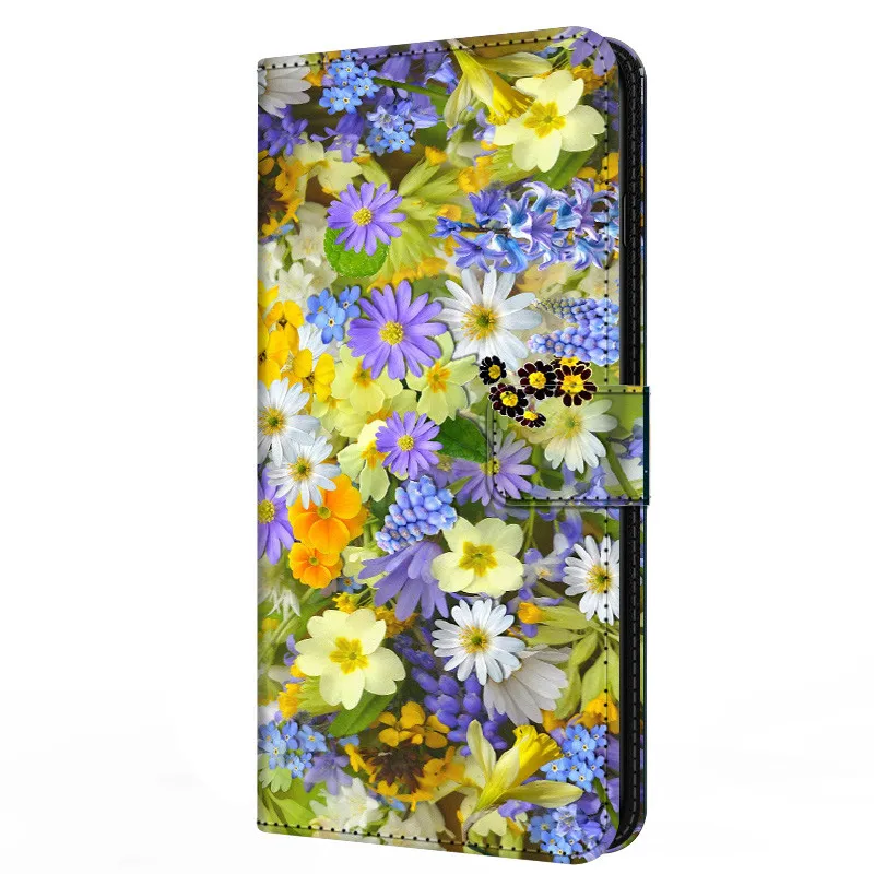 cute samsung cases Leather Flip Case For Samsung Galaxy A5 A6 A7 A8 2018 Plus Wallet Stand Book Cover Magnetic Flower Funda Capas Cute A 7 A6Plus silicone case for samsung