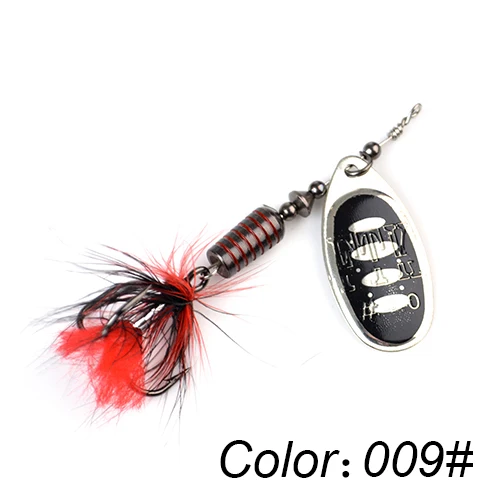 FTK 1pc Spinner Bait 7.5g 12g 17.5g Hard Spoon Bass Lures Metal Fishing Lure With Feather Treble Hooks For Pike Fishing 009