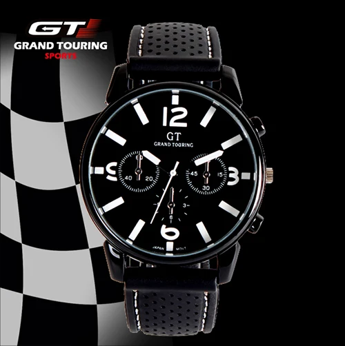 Гоночные мужские спортивные часы люксовый бренд Grand Touring GT часы силиконовые мужские армейские кварцевые Военные Наручные часы Женская мода - Цвет: white