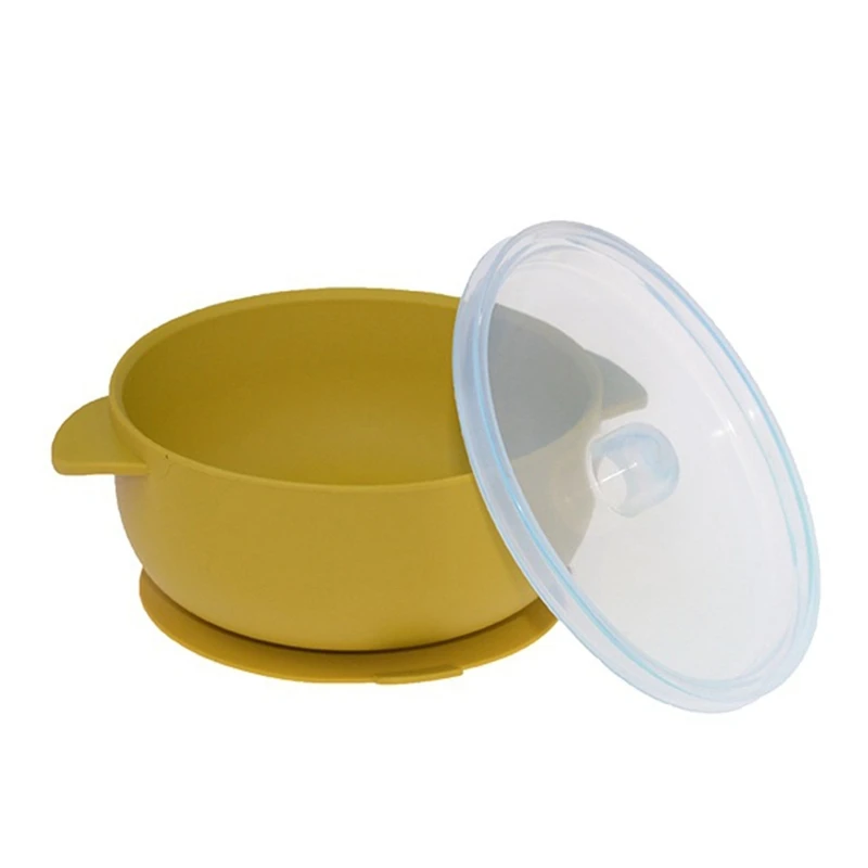 Baby Suction Food Bowl with Lid BPA-Free Silicone Infants Learning Feeding Dish Spill-resistance Sucker Dinner Plate | Мать и ребенок