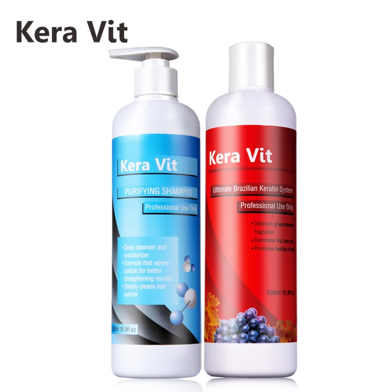 KeraVit 500 мл продукт для выпрямления волос 5% бразильское лечение Кератиновое выпрямление + очищающий шампунь