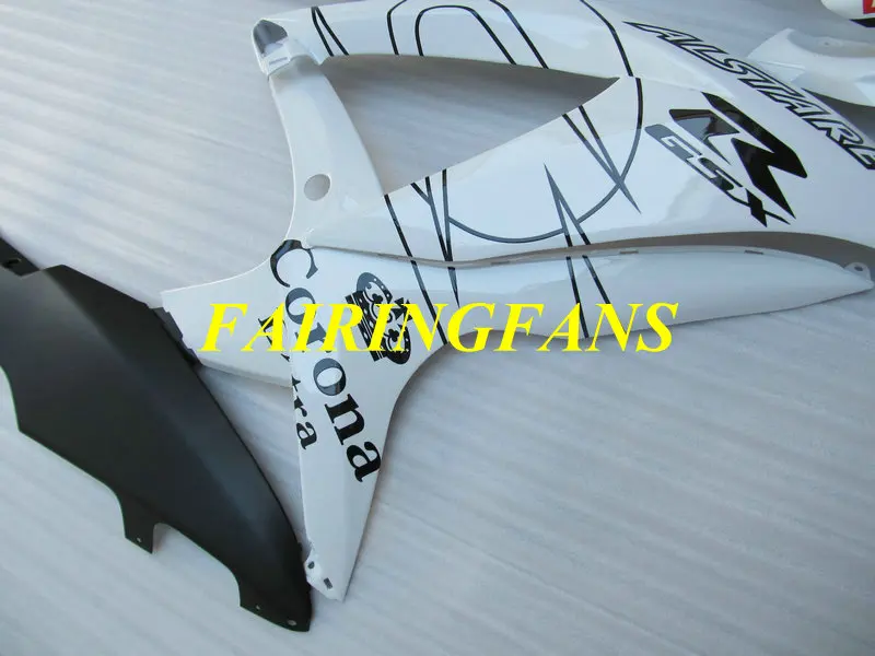 Литья под давлением обтекатель комплект для GSXR600 750 K8 08 09 GSXR 600 GSXR750 2008 2009 Белый Черный Обтекатели кузова+ подарки SA66