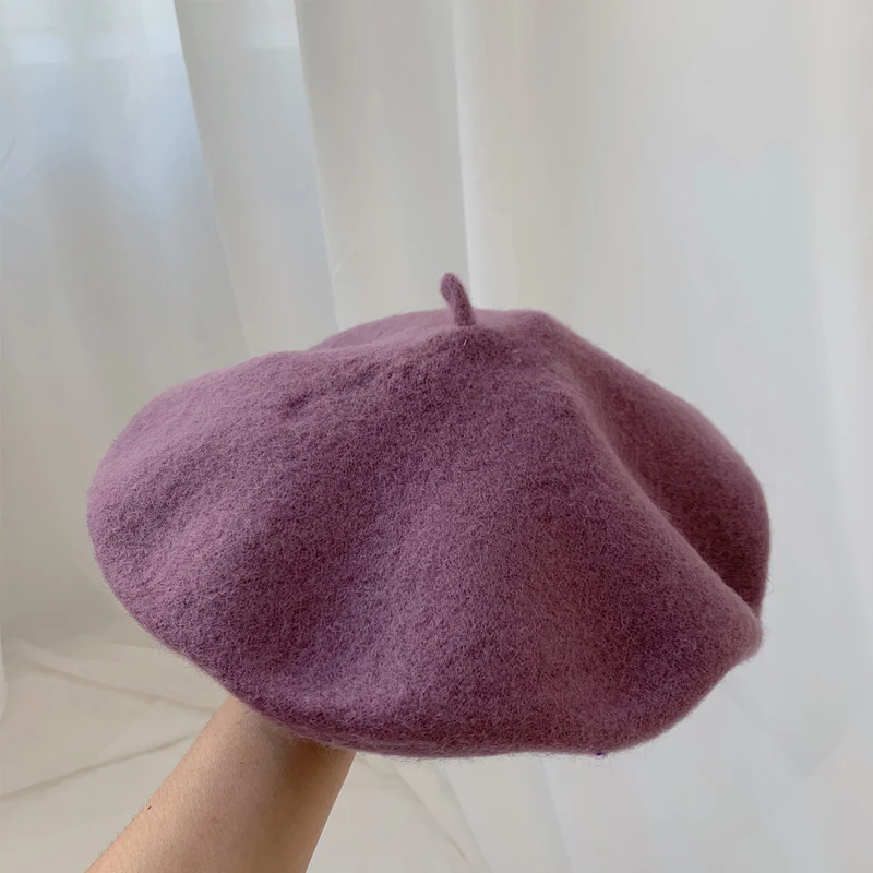 Luna&Dolphin Women 90%Wool Mushroom Rimi Blue Berets Autumn Winter Deep Eaves Knitting Artist Cap Painter Beanie Hat Sweet Color Luna&Dolphin Women 90%Wool Mushroom Rimi Blue Berets Autumn Winter Deep Eaves Knitting Artist Cap Painter Beanie Hat Sweet Color