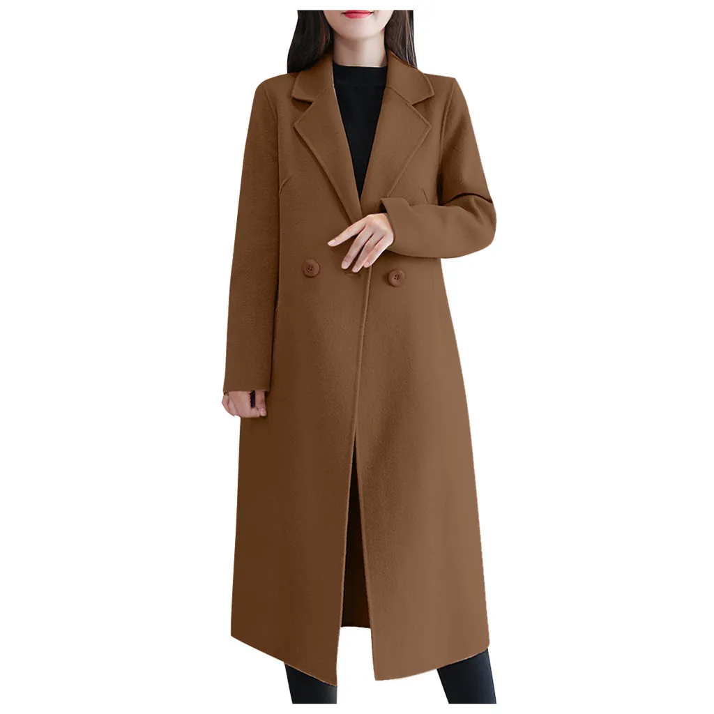 SAGACE, женское длинное шерстяное пальто с длинным рукавом, Женское пальто, свободная верхняя одежда, зима-осень, тренчи, пальто размера плюс, одноцветные