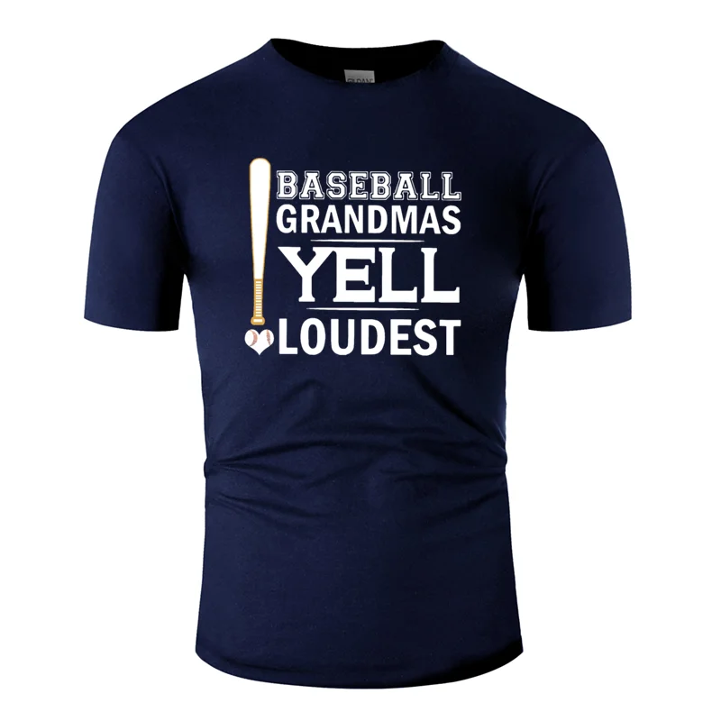 Men-Navy Blue Футболка с принтом Humor baseball grandmas yell loudest, Мужская футболка для досуга с коротким рукавом и защитой от морщин - Цвет: Men-Navy Blue