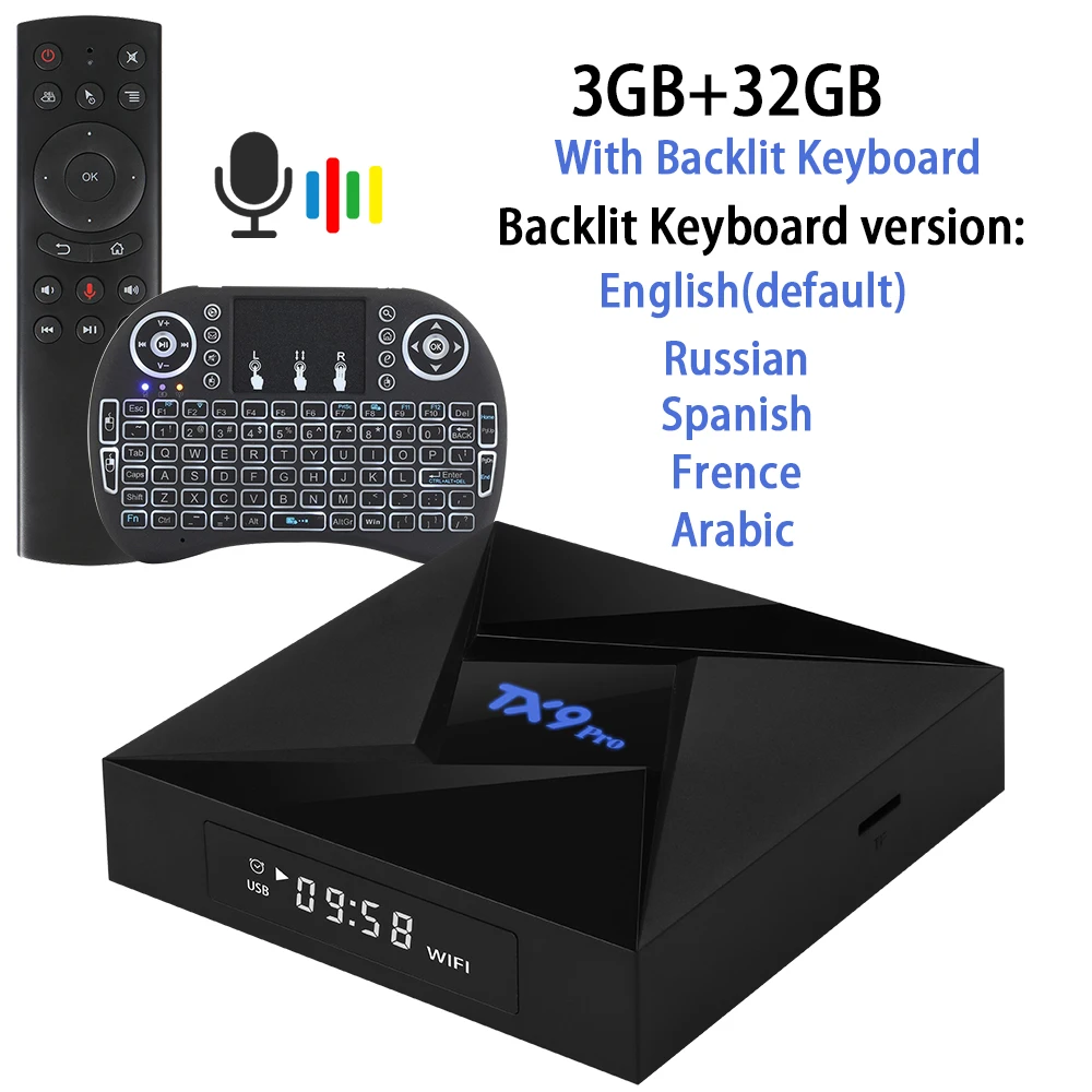 Amlogic S912 Android 9,0 ТВ приставка 3D 4K 2,4G& 5,8G Wifi Bluetooth Google голосовой помощник медиаплеер Бесплатные приложения очень быстрая верхняя коробка - Цвет: 3G32GG20keybord