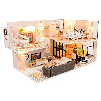 

DIY Home Toy Hand-Made Small House Model Funny Creative Loft Villa Birthday Gift for Friend Families (As Shown)