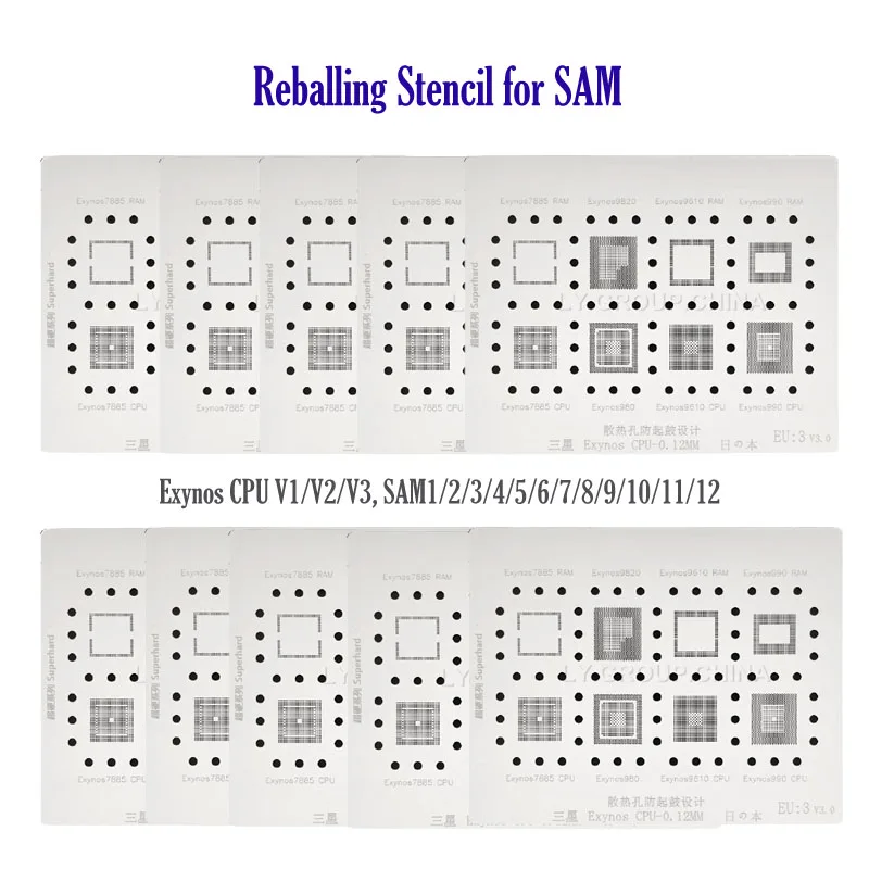 Новейший квадратный трафарет BGA Reballing с отверстием оловянный для серии Sam A/C/S/J NOTE
