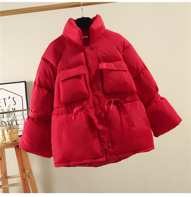 Женские зимние базовые куртки парки модные толстые теплые Блузы с рукавами «фонарик» куртки тонкие куртки для женщин парка Harajuku - Цвет: wine red