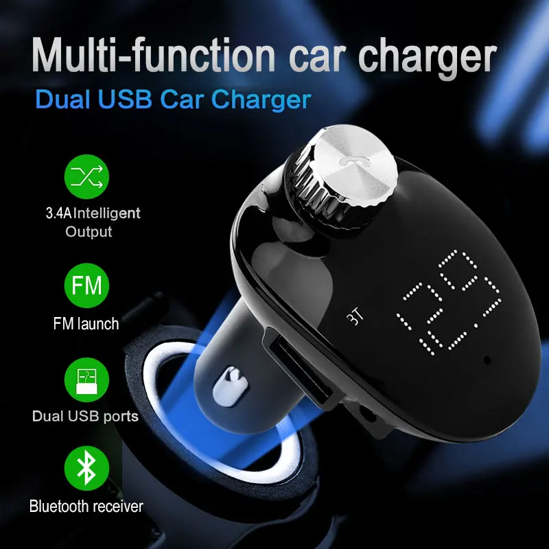 Портативный двойной USB fm-передатчик автомобильное быстрое зарядное устройство DC12V автомобильный комплект fm-передатчик приемник микрофон Handsfree авто аксессуары