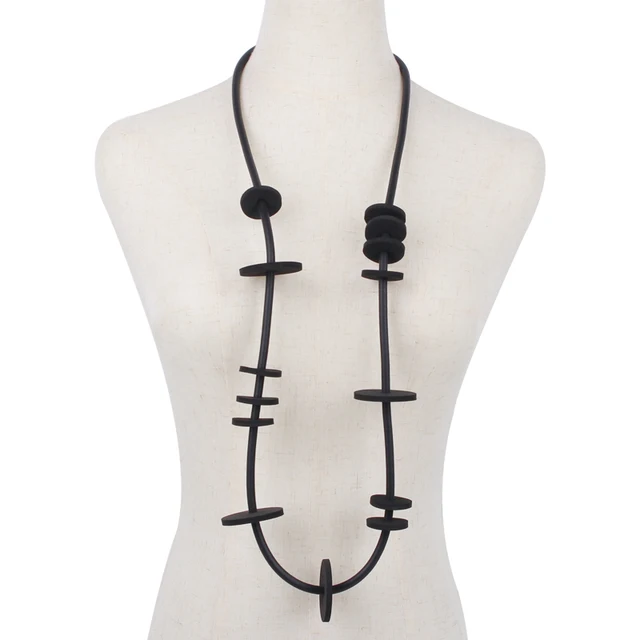 Collar con colgante largo geométrico para joyería de goma de espuma de estilo Grunge extraño, ropa de decoración|Collares colgantes| - AliExpress