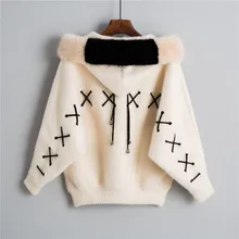 Имитация бархата с капюшоном пончо летучая мышь осень и зима меховой воротник свободный летучая мышь Тип толстый теплый