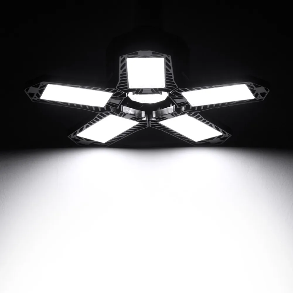 Folding LED Garage Lights Five leaf Fan Lamp E27 Work Light Bulbs
