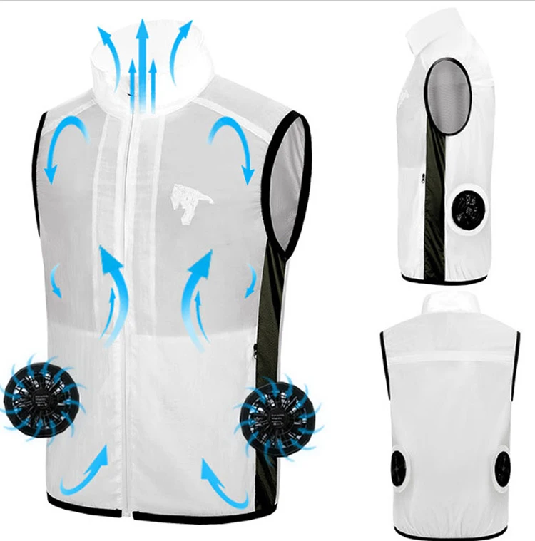 

PARATAGO Summer Fan Cooling Vest Men Women Air Conditioning Cool Coat Outdoor Sun Protection Jacket USB Charing Waistcoat PC102