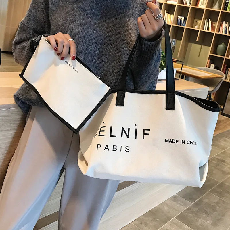 

1470 # Shopping Large Capacity Bag Women's 2018 New Style Fashion Korean-style Canvas Shoulder Handbag Tote Bag