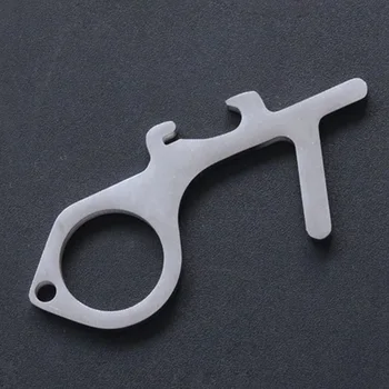 

Multifunctional Contactless Door Opener Mini Lightweight Bottle Beer Opener Keyring Pocket Tool Utility Gadget Outdoor Camp Hike