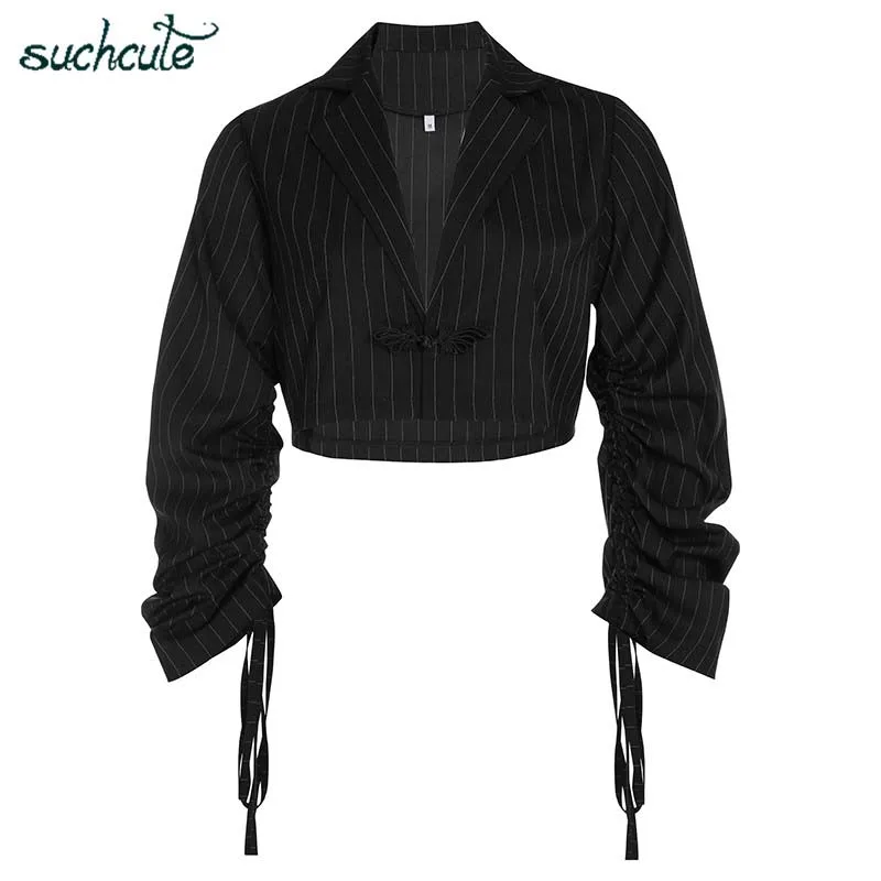 Black coats SUCHCUTE размера плюс женские куртки Блейзеры Feminino Harajuku кружевные осенние Chaqueta Mujer пальто женское регулируемое Veste Femme - Цвет: Black coats
