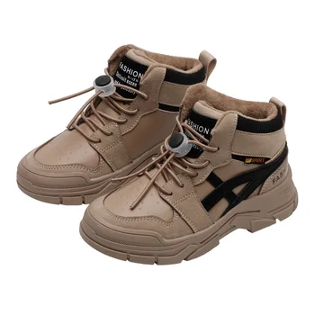 

2020 Autumn Kids Boots Girl Shoes Boy Shoes Boots Slip-On Solid Round Toe Fashion Neutral All-match Non-slip Warm Skeaners