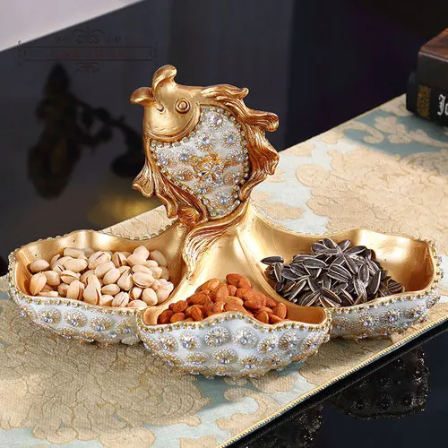 Высший сорт творчества Европейский стиль сухофрукты трайбокс крышка группы гостиной набор чайный столик дома тарелка - Цвет: Rich fish