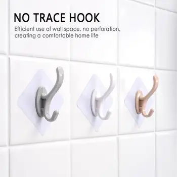 

Punch-Free Seamless Hook Wall Stickers Strong Adhesive Wall-Mounted Hook Home Kitchen Towel Keychain Sponge Storage Organizer