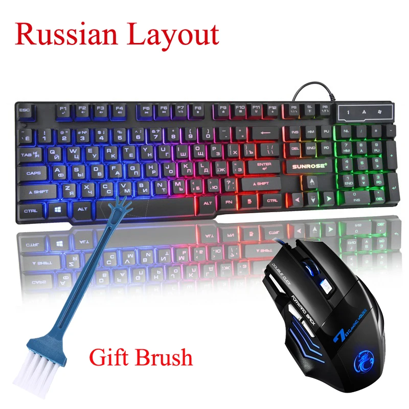 Игровая клавиатура с бесплатной кистью RGB подсветкой USB 104 Keycaps Водонепроницаемая