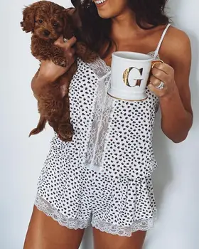 

Womens Ladies Sexy Lace Printing Playsuits Sleeveless V-neck Bodysuits Summer Casual Jumpsuit Romper Clothes New