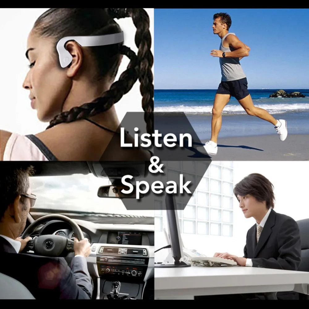Спортивные наушники Bluetooth беспроводные костной проводимости ручной стерео гарнитура, наушники с микрофоном для Xiaomi iphone