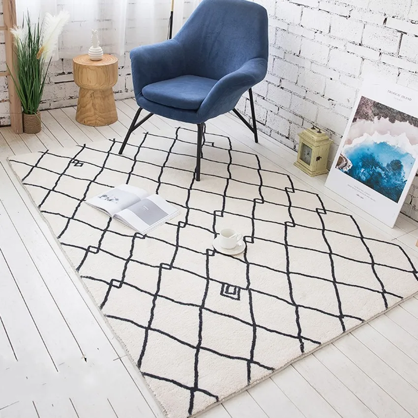 

Super Area Rugs Sophia Moroccan Diamond Shag Rug beige color,INS popular Beni Ourain rug ,