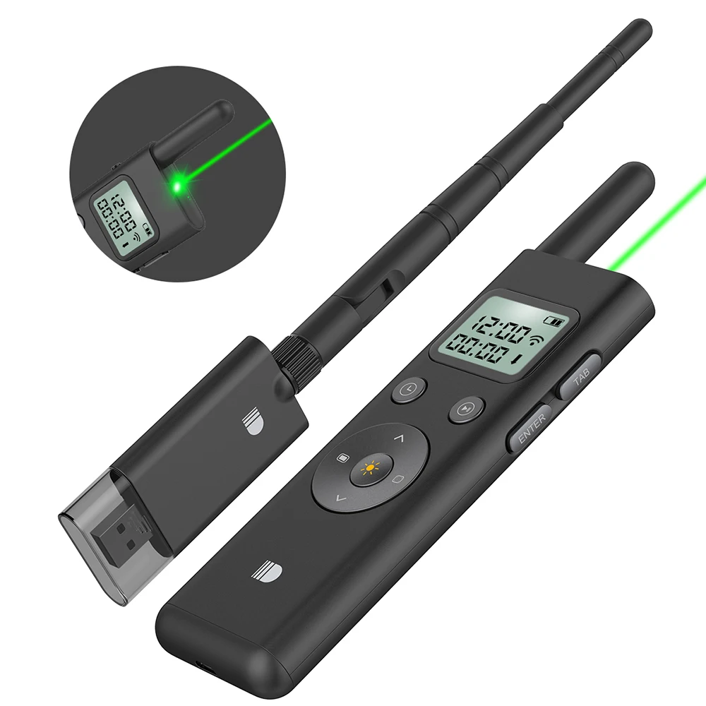 

Wireless Presenter Doosl Presentation Remote With Green Vibration Reminder Laser Up To 300M Range For Conference Lecture Speech