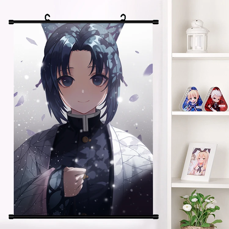 Аниме Demon Slayer: Kimetsu no Yaiba Hashibira Kochou Shinobu Kanroji Kamado настенный плакат с прокручиванием домашний декор - Цвет: O