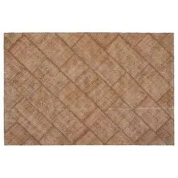 

Handmade Brown Vintage Overdyed Patchwork Area Rug 154x230 Cm-5'1''X7'7''