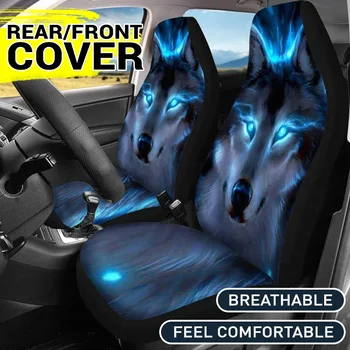 

1/2/7PCS 3D Animal Wolf Printing Universal Car Seat Covers Car Seat Protector Seat Cushion Full Cover For Most Car Cool Style