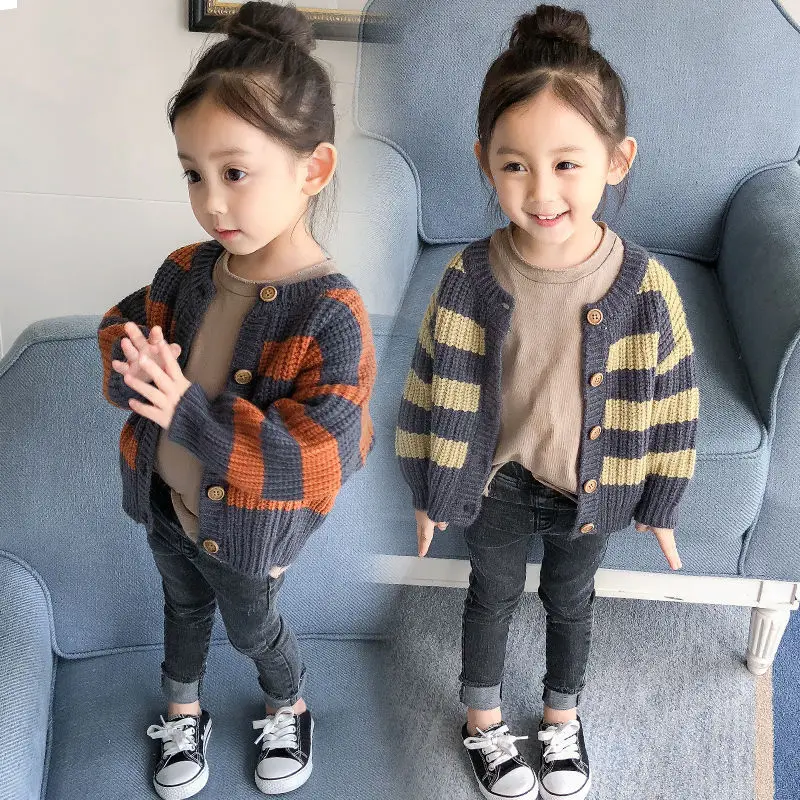 

Girls Baby Knitted Cardigan Sweater Spring And Autumn 2019 New Style Infant Medium-small BOY'S Coat 1-2-3-4-Year-Old 5