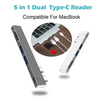 

Multiport Hub Dual USB-C Card Reader USB C HUB Dual Type C Adapter Dock with USB PD Charger SD/TF Slot For Notebook PC 19OCT31