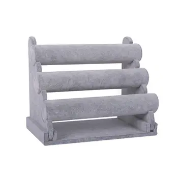 

Triple Bracelet Stand Jewelry Display Shelf Bangle Gray Holder Storage Organizer X7JB