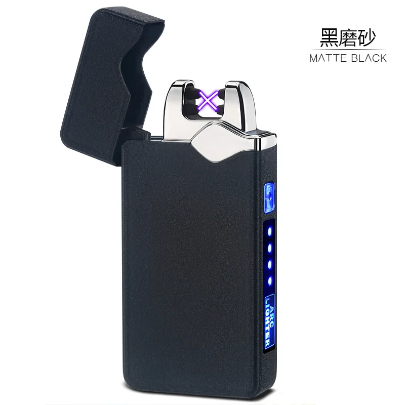 BLACK 1 Электрическая зажигалка с подключением к USB ветрозащитная плазменная двойная дуговая электронные зажигалки новинка сенсорная пожарная Зажигалка гаджеты для мужчин - Цвет: BLACK 1