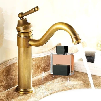

Antique Copper 360 Rotatable Basin Sink Faucet Bathroom Cold And Hot Water Mixer Tap Single Handle Deck Mounted Classic