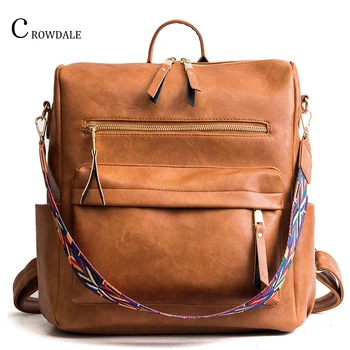

Large Capacity Backpack Bohemia Style Shoulder Bag PU Leather Travel Backpack New High Quality School Bag for Feminina bags