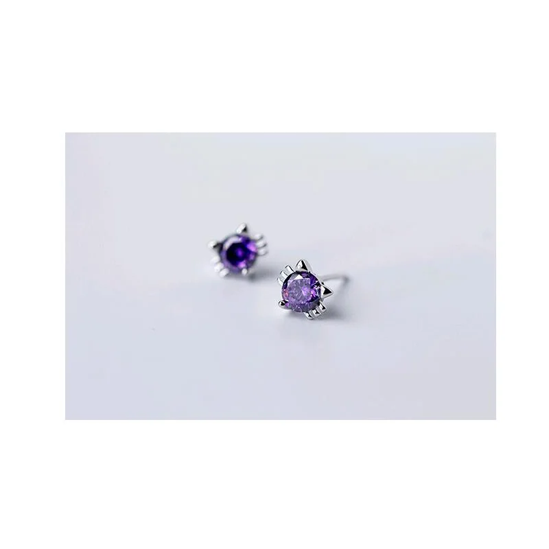 1 Pair Purple Trustdavis, настоящее чистое серебро 925 пробы, милые серьги-гвоздики из кубического циркония для женщин, девушек, подростков, девушек, хорошее модное ювелирное изделие DA179 - Окраска металла: 1 Pair Purple