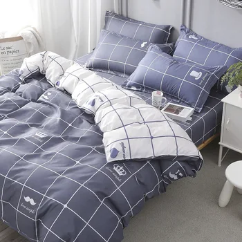 

2019 autumn and winter bedding set geometry duvet cover flat sheet modern King queen full twin single size home textile