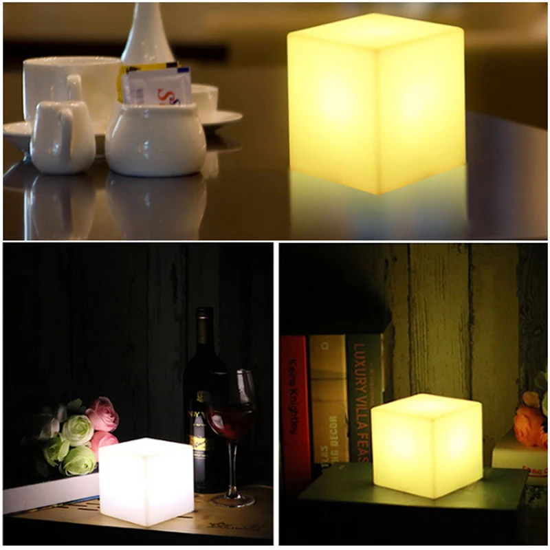 

New 10cm Cube Led Night Light 16 Adjustable RGB 4 Colour Changing Modes with Remote Control Bedside Lamp